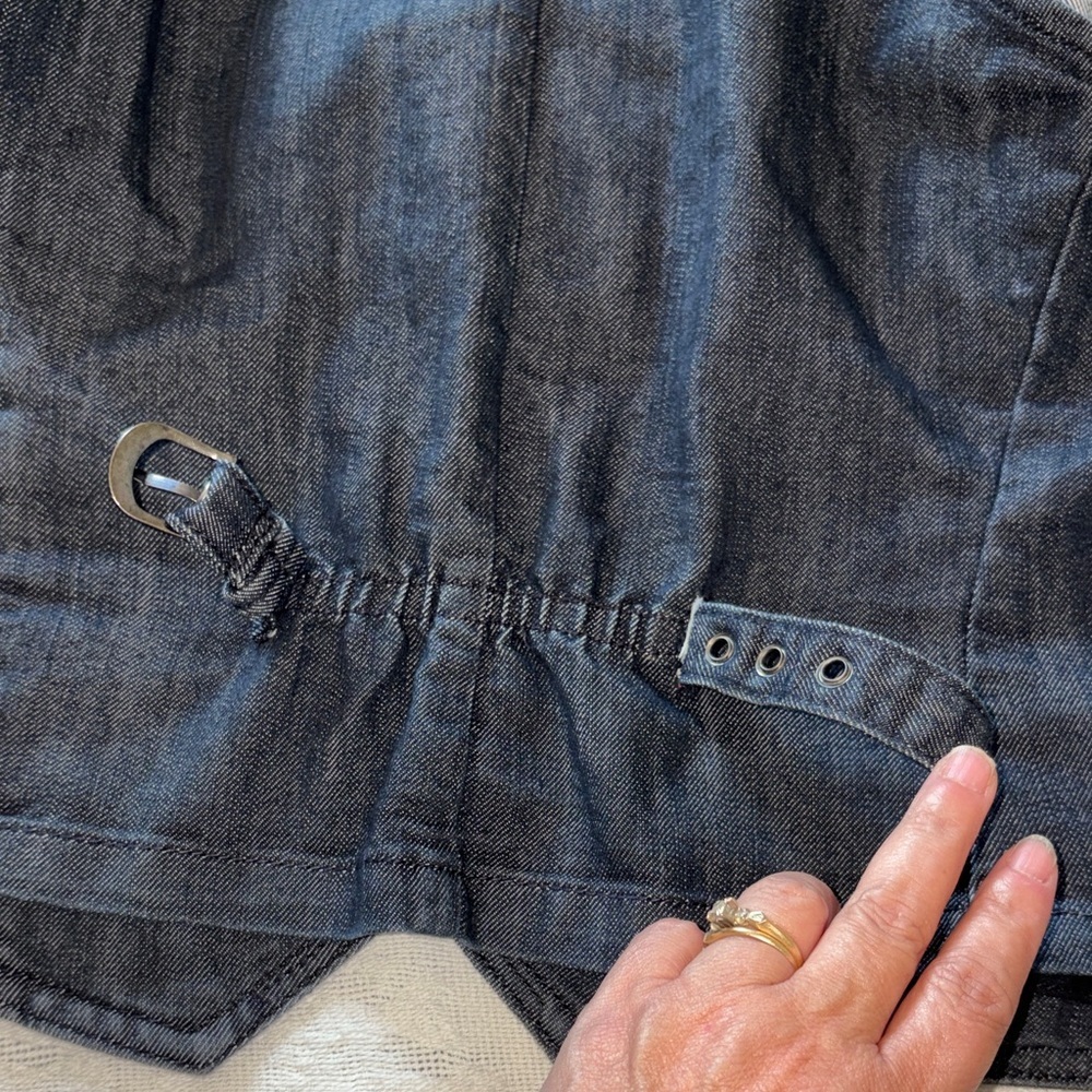 Ashley Stewart Vintage Womenโs Denim Crop Vest - Dark Blue Button Front EUC 20W - Picture 9 of 10